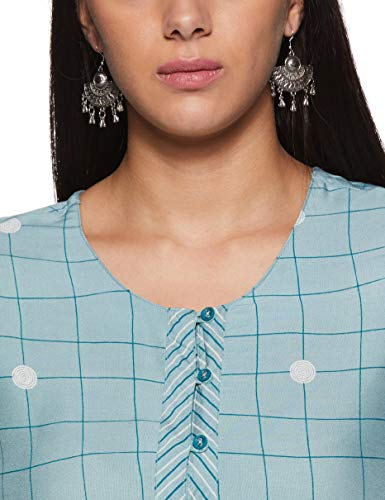 Image of Rangriti Blue Viscose Rayon Straight Kurta for Women