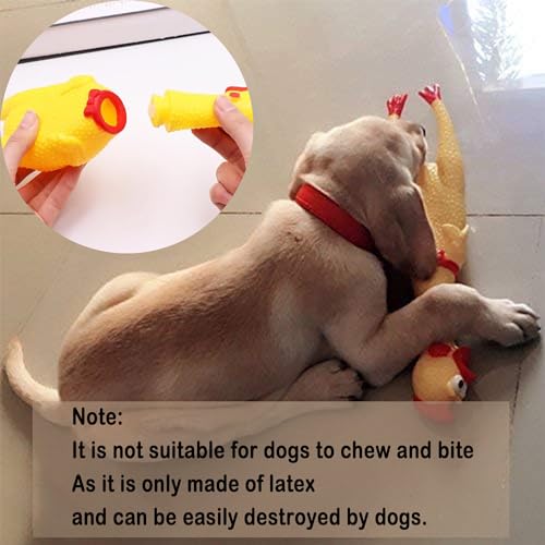 XFLYP 2 Stück 17cm Gummi Schreiend Hühner Spielzeug, Hundespielzeug Rubber Screaming Chicken Yellow Quietschende Dekompression Kleines Spielzeug zum Reinigen der Zähne