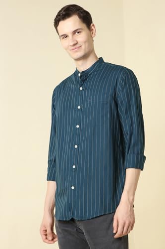 Image of Allen Solly Men's Casual Mandarin Collar Shirt | Regular Fit | Contemporary Design | Smart Casual Wear