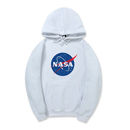 CORIRESHA Fashion NASA Logo Print Hoodie Sweatshirt with Kangaroo Pocket(smaller than standard size)