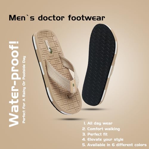 Image of Men's Orthopedic Comfort Flip Flops with Soft Fabric Straps | Cushioned Anti-Skid Footbed Slippers for Men | Lightweight Walking Flip Flops for Home, Outdoor, Indoor Use