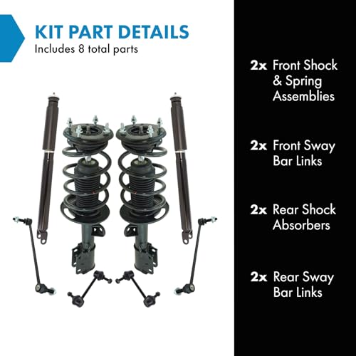 Image of TRQ Front and Rear Suspension Kit Complete Strut & Coil Spring Assembly Shock Absorber Sway Bar Stabilizer Link Compatible with 2013-2019 Ford Explorer