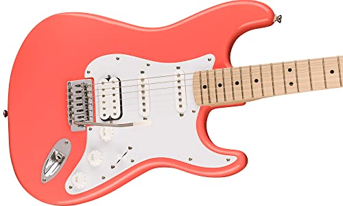 Image of Fender Squier Sonic Stratocaster HSS - Tahitian Coral Bundle with Tuner, Strap, Picks, and Austin Bazaar Guitar DVD