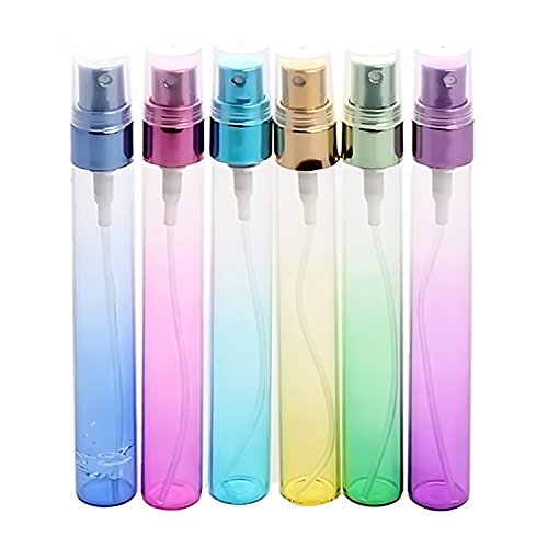 Vococal Vococal leere flaschenparfümzerstäuber leerparfum flakon leer mini farbverlauf nachfüllbarer parfüm flaschen leer 10ml set reise parfum zerstäuber pumpe sprayer glasflasche - 6 stück