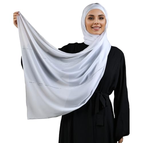 Bling Rhinestone Jersey Hijab for Women Silky Chiffon Long Scarf Fashion Glitter Muslim Hijab Head Wrap2
