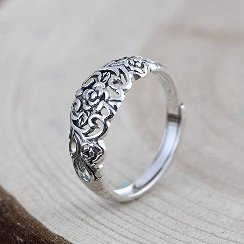Anneau réglable pour les femmes et bague d'éternité hollow rose S925, bijou ouvert tendance