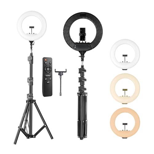 Image of LED Ring Light Kit 18'' Inch with Tripod Stand, Selfie Circle Light, Phone Holder, USB Powered, 3 Light Modes (Ring Light 18 inch Inch with 7Ft Stand)