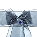 MDS Pack of 100 PCS Organza Chair Sashes Wider Dining Chair Bows Ribbon Tie Back for Wedding Party Birthday Bridal Shower Reception Event Banquet Home Chair Cover Decoration - Silver Gray