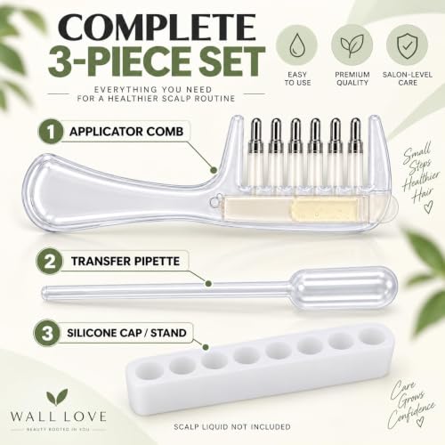 Buy OVANSIC Hair Oil Applicator Comb 3 Piece Set, Scalp Massager Comb with Metal Ball Tips, Root Hair Oil Applicator, Precision Scalp Treatment Comb with Transfer Pipette and Silicone Storage Stand for Women Men Online at Low Prices in India - Amazon.in - Image 4