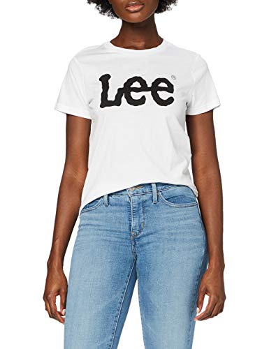 Lee Logo tee Camiseta, Blanco, Medium para Mujer