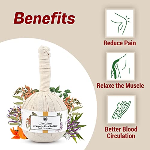 Seer Secrets 100% Natural Ayurvedic Herbal Manual Massager Potli, Pain Relief, Knee, Muscles Relaxation, Neck, Back, Legs, helps to Increase Blood Circulation for Men Women - 180GM(Pack of 2)