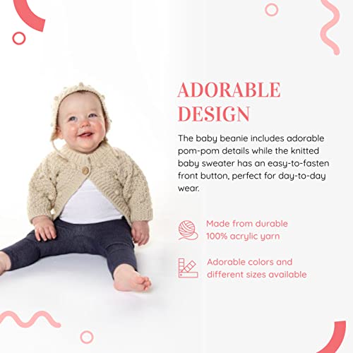 Elly & Emmy Baby Girls 2-Piece Knit Sweater And Hat, My First Dress Up, 6-12Months, Ivory #TOP4