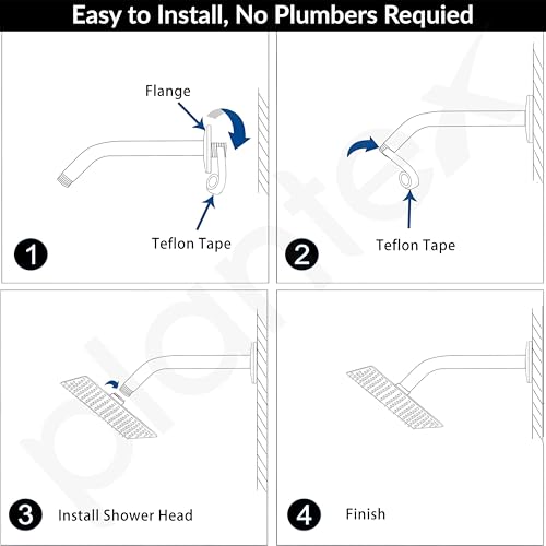 Image of Plantex 9-Inch Round Bend Shower Arm for Overhead Shower /Stainless Steel Shower Pipe /Wall Mount Bathroom Fitting with -Inch Thread - Pack of 1 (Chrome)