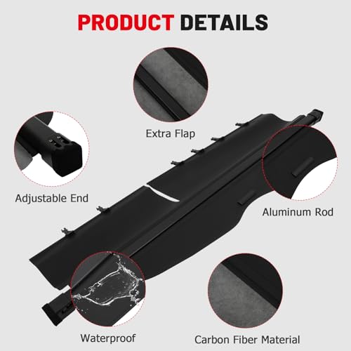 cciyu 2014-2019 for Toyota Highlander 2.7L Retractable Rear Storage Cargo Cover Luggage Security Shield Shade