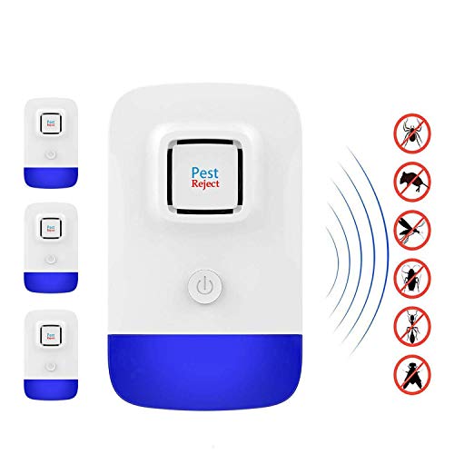 Preisvergleich Produktbild Ultraschall Schädlingsbekämpfer, Elektronische Insektenschutzmittel & Innenräumen Pest Control Repeller für Kakerlaken, Mäuse, Fliegen, Mücken, Spinnen,100% Sicher für Menschen und Haustiere(4 Stück)