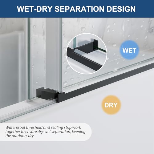 Frameless Sliding Tub Doors 55-60" Wx60 H,5/16" Matte Black by EPDXLXM - Used condition - Image 8
