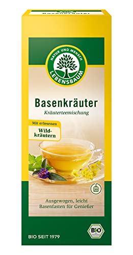 Lebensbaum Basenkräuter, Bio Kräutertee-Mischung mit Wildkräutern, Basenfasten-Tee mit Geschmack von Brennnessel & Himbeerblatt, 20 Teebeutel, 30g