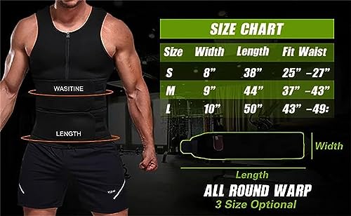 Azonee Waist Trainer for Women and Mens, Waist Trimmer Belt and Sweat Band, Sauna Suit Sweat Workout Belly Band Stomach Shaper for Enhanced Sweating Reduce Belly Fat Waistline, Size M