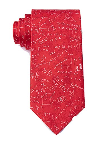 Men's 100% Microfiber Math Equations Novelty Tie Necktie - RED (Regular Length)
