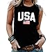 SUWATOIN Women American Flag Tank Tops USA 4th of July Patriotic Sleeveless Shirts Stars Stripes Tee Top Black