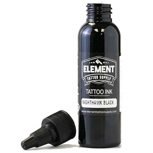 Element Tattoo Supply Tattooing Ink – Shading Coloring – Professional Tattoo Ink – Nighthawk Black – 2oz Bottle