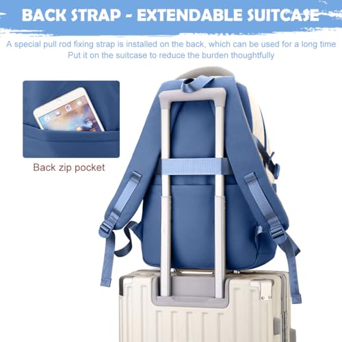Image of PALAY Girls Backpack School Backpack with Small Zipper Pouch Fashion Blue Nylon with Padded Shoulder Straps & Handle Design Multi Compartment Large for School,Camping,Travel