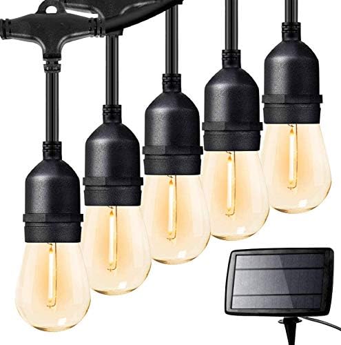 ZOTOYI Solar String Lights for Outside, 48FT Commercial Grade IP65 Waterproof Patio Lights with 15+1 LED Shatterproof Bulbs, AUTO ON/Off and 4 Lighting Modes for Porch Bistro Backyard