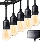 ZOTOYI Solar String Lights for Outside, 48FT Commercial Grade IP65 Waterproof Patio Lights with 15+1