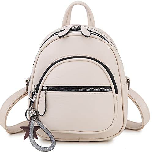 VX VONXURY Mini Mochila de Cuero PU Mochila Mujer con Correa Desmontable Mochila Pequeña Mujer con Bonita Decoración para Diario Viaje Trabajo