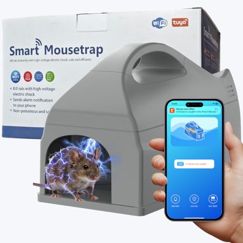 Smart Electric Mouse Traps for Indoor Home, Reusable WiFi Humane Rat Trap with App Push Notification, GreenVation No Touch Mice Zapper Rodent Killer