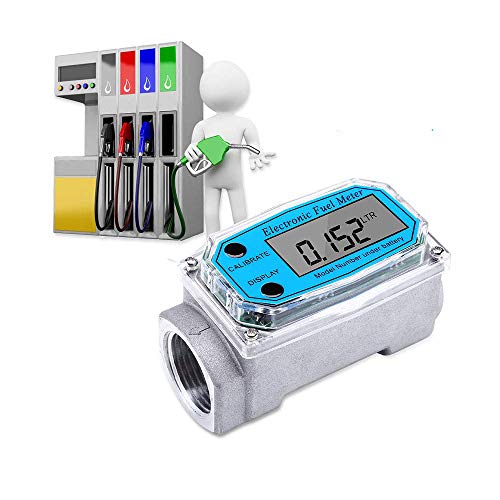 Digital Turbine Flowmeter,Water Diesel Gasoline Kerosene Flow Meter with Digital LCD Display,1-Inch FNPT