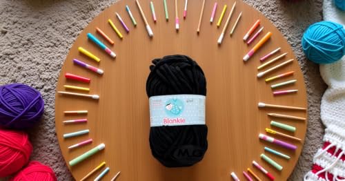 Image of M.G ENTERPRISE Knitting Yarn Thick Chunky Wool, Blankie Black 200 GMS Best Used with Knitting Needles-LO Art-AEII