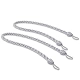 NICETOWN Ropes Tie Backs for Curtains - Pair of Thick Tiebacks for Living Room Drapes (Grey, 30