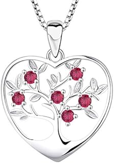 YL Tree of Life Necklace 925 Sterling Silver cut 12 Birthstone Cubic Zirconia Family Tree Pendant Necklace for Women