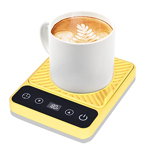 Image of Mug Warmer - Electric Coffee Mug Warmer with Timer | Coffee Cup Warmer for Desk Auto Shut Off,Smart 6-Temperature Control, Coffee Accessories for Coffee Lovers, Yellow