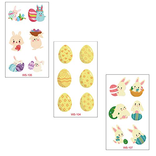 Beiling Easter Tattoos For Kids Easter Temporary Tattoos For Boy And Girls Body Easter Tattoos Face Arms Children Easter Parties Accessories Baby Girl Boy Water Transfer Tattoo Stickers Cute Rabbit Egg Temporary Tattoo Body Art Accessories(10 Sheets) thumb #4