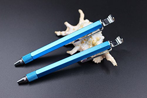 2PCS PACK 7 in 1 Multi-function Metal Tool Pen with Ruler,Ballpoint Pen,Phone holder,Stylus,2 Screw Driver and Opener, Multifunction Tool pen Fit for Mens Gift (Model C, 2PCS LIGHT BLUE)