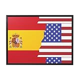 Drapeau américain de l'Espagne facile à accrocher : crochets blancs pré-installés à l'arrière pour une installation rapide et facile. Le système de suspension garantit que l'œuvre d'art reste en toute sécurité contre le mur, ce qui permet d'économiser du temps et des efforts.