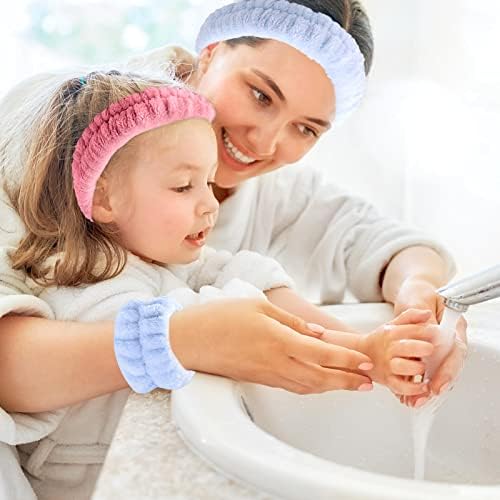 ZOCONE SPA Wrist Washband Wash Set, Elastic Soft Wristbands for Washing Face Microfiber Wrist Sweat Bands Ladies Absorbent Towel Scrunchie for Wrists Spa Headband for Washing Face Makeup Women Girls