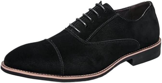 Stitched Cap Toe Oxford Dress Shoes for Men&#39;s Suede Leather Comfort Orthopedic Non Slip Low Top Anti-Slip Classic Fashion Lace Up Plain Toe