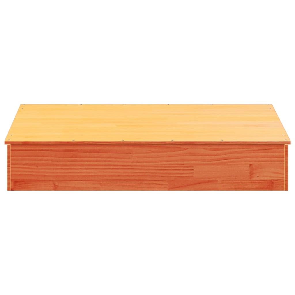 Wybór mebli - piaskownica z pokrywą wosk brązowy 111 x 111 x 19,5 cm lite drewno sosna