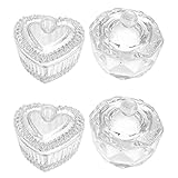 FOMIYES 4pcs Crystal Nail Art Cups Lid Glass Dappen Dish for Mixing Liquid Powder for Professional Nail Salons Home Manicures