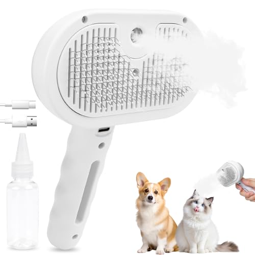 Katzenbürste mit Dampf, Dampfbürste Katze für Langes/Kurzes Haar, Katzenkamm Katzenpflegebürste für Massage,Pflege,Haarentfernung Tierhaarbürste für Katzen, Hunde, Kaninchen
