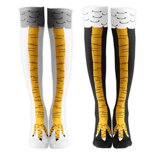 MUNSKT 2 Paires de Chaussettes de Cuisse de Poulet, Fun Socks, Nouveauté Crazy Foot Socks, Hauteur au Genou 3D Animal Hommes Femmes Casual Leg Gift