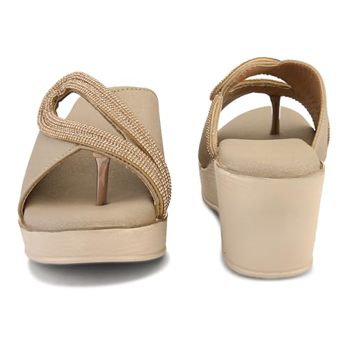 Image of Centrino Women's Wedge Heel Sandals | Stylish Slip-On Sandals for Ladies | Soft Cushioned Footbed for Comfort | Elegant & Trendy Design | Lightweight and Durable Fashion Footwear (9404)