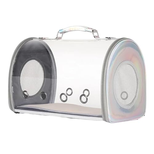 ITKXRVJZM Pet Bag Cat Porous Breathable Go Out Carrying Transparent Space Foldable Dog Back Pet Soft Travel Bag Portable(Silver)