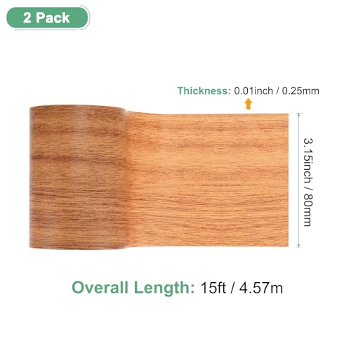Image of M METERXITY 2-Roll Wood Grain Repair Tape, 3.15in x 15ft Textured Realistic Self-Adhesive Wood Floor Tape Contact Paper for Furniture /Floors /Home [Chocolate Oak]