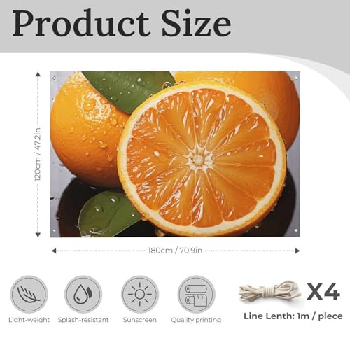Drapeau orange en polyester durable de qualité supérieure avec 4 œillets de fixation