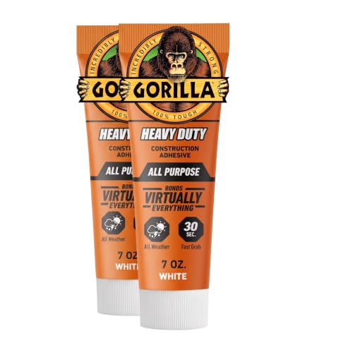Gorilla Heavy Duty Construction Adhesive, White Glue, 7 Ounce Squeeze Tube (Pack of 2) - Gap Filling and Waterproof - image 1