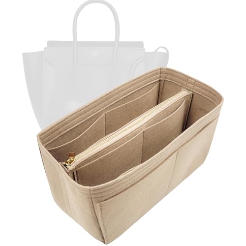PurzInzert Organizer for Celine Luggage Bag, Nano/Micro/Mini, Felt Insert (Mini, Black)